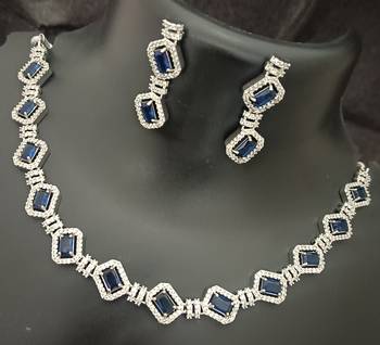Blue sapphire white cz stones jewellery set 1