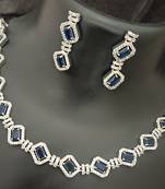 Blue sapphire white cz stones jewellery set