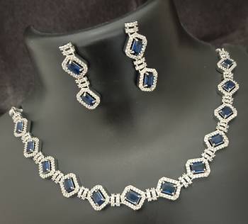 Blue sapphire white cz stones jewellery set 2