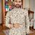  Beige crochet embroidered  men's rayon   kurta