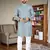  sky blue  crochet embroidered  men's rayon   kurta
