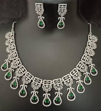 Cz emerald green white exclusive designer bridal jewellery set 1