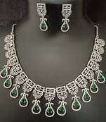 Cz emerald green white exclusive designer bridal jewellery set