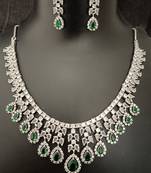 Cz emerald green white exclusive designer bridal jewellery set-1