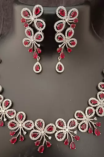 Cz red white exclusive designer bridal jewellery set-1