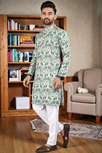  Multicolor crochet embroidered  men's rayon   kurta