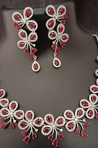 Cz red white exclusive designer bridal jewellery set-1