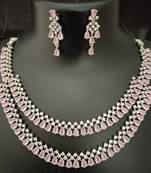 Cz pink white layered jewellery set