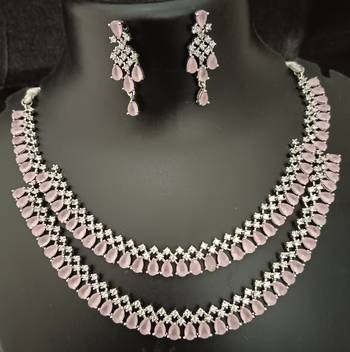 Cz pink white layered jewellery set 3
