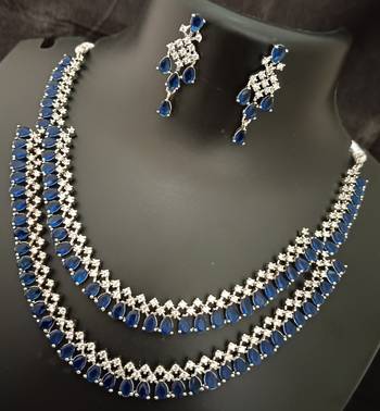 Cz blue white layered jewellery set 2