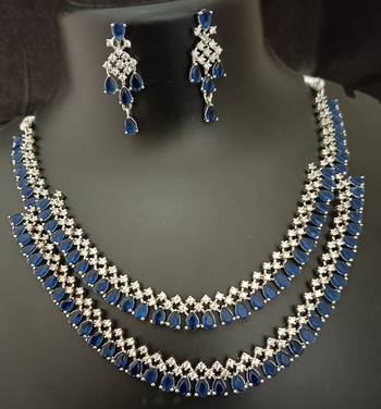 Cz blue white layered jewellery set 3
