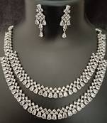 Cz full white layered jewellery set