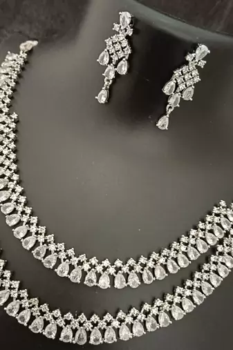 Cz full white layered jewellery set