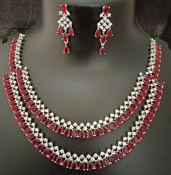 Cz red white layered jewellery set 1
