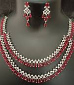 Cz red white layered jewellery set