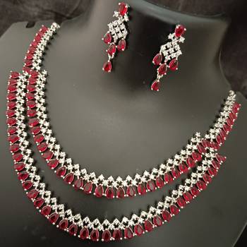 Cz red white layered jewellery set 2