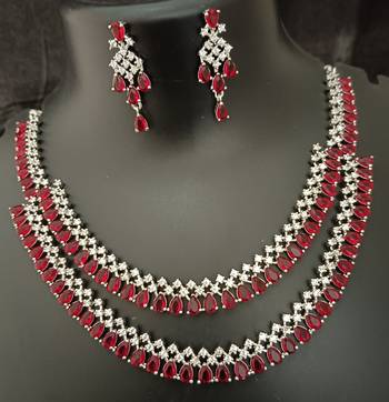 Cz red white layered jewellery set 3
