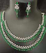 Cz green white layered jewellery set