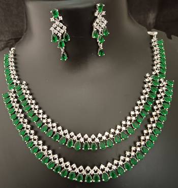 Cz green white layered jewellery set 2