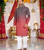  Multicolor crochet embroidered men's  rayon kurta