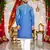  blue crochet embroidered men's  rayon kurta