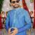  blue crochet embroidered men's  rayon kurta
