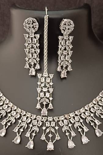 Full cz white 4pc bridal jewellery set