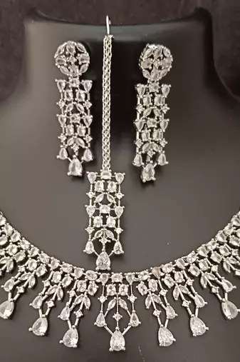 Full cz white 4pc bridal jewellery set
