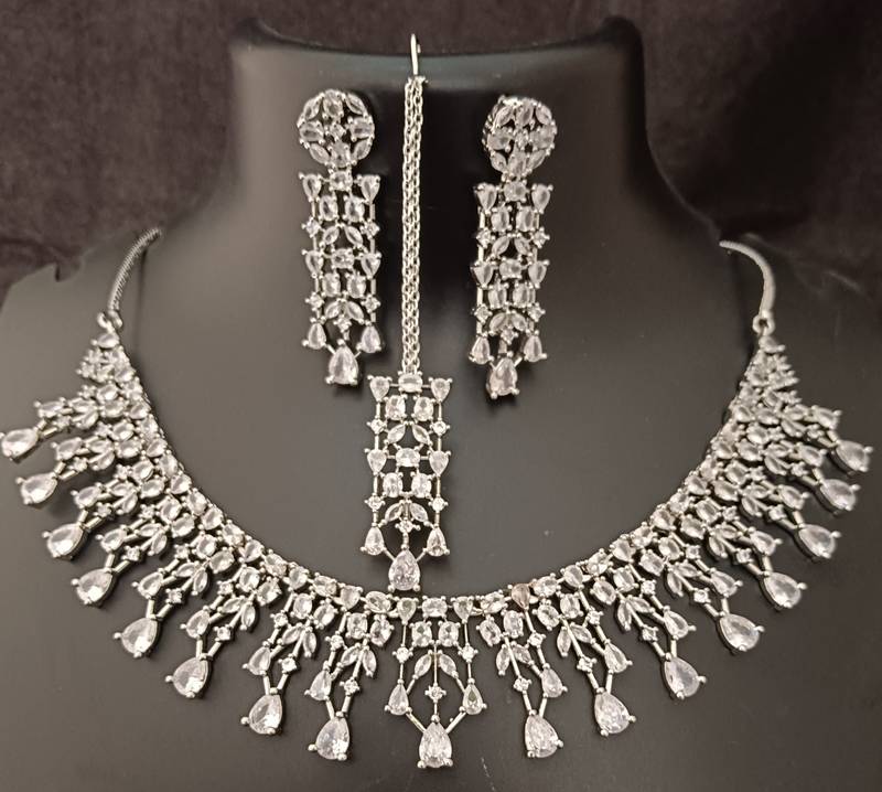 Full cz white 4pc bridal jewellery set