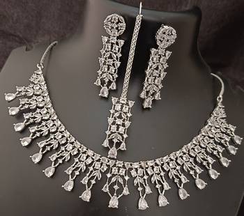 Full cz white 4pc bridal jewellery set 2