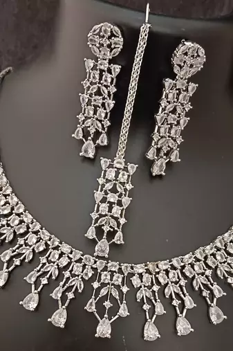 Full cz white 4pc bridal jewellery set