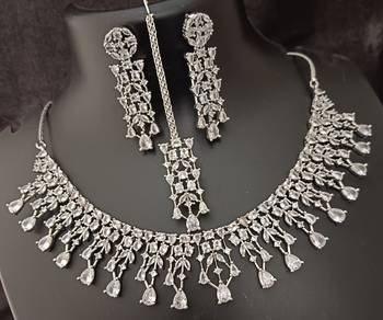 Full cz white 4pc bridal jewellery set 3