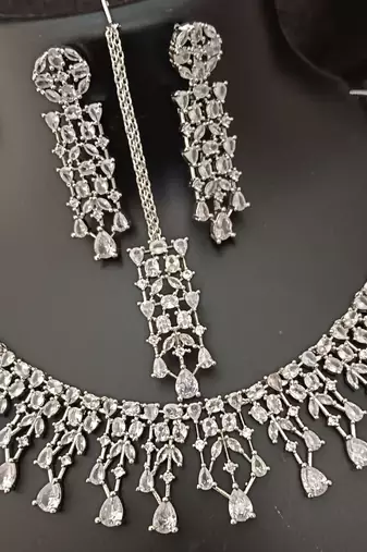 Full cz white 4pc bridal jewellery set