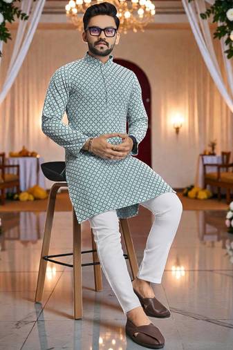    schifli embroidered men's  art silk kurta