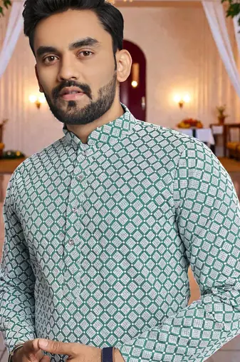    schifli embroidered men's  art silk kurta