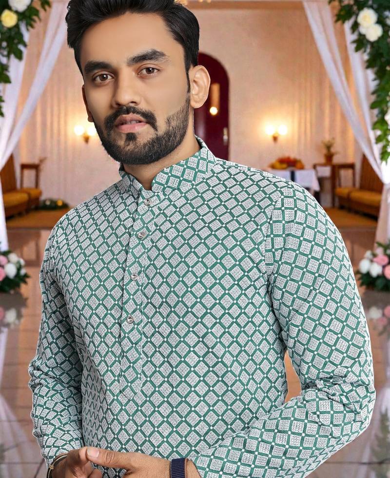    schifli embroidered men's  art silk kurta