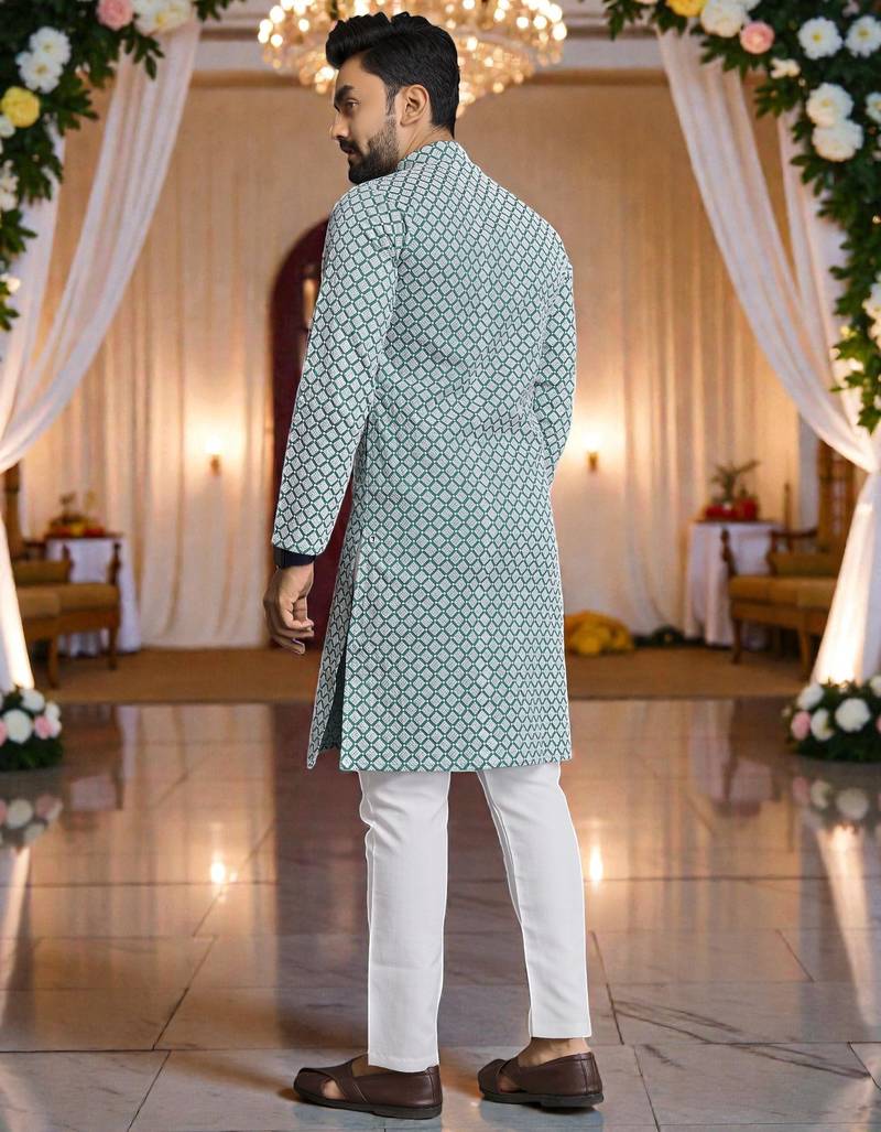    schifli embroidered men's  art silk kurta