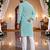  sky blue  schifli embroidered men's  art silk kurta