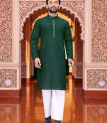  green  linen plain men's kurta