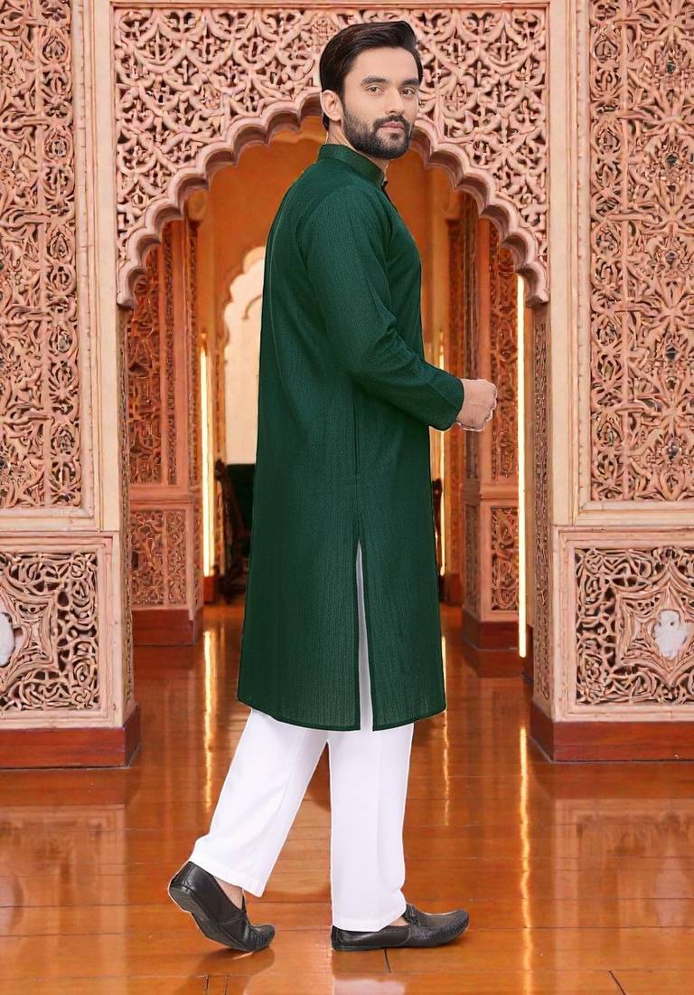  green  linen plain men's kurta