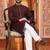 maroon  linen plain men's kurta