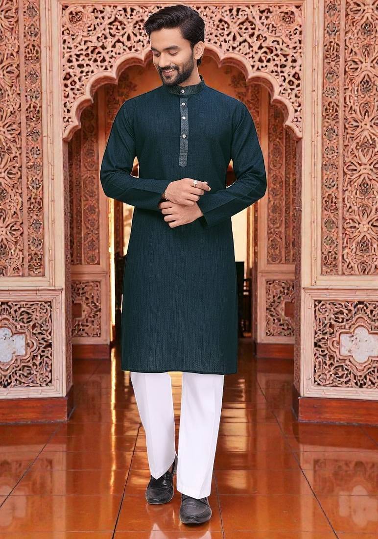  linen plain men's kurta