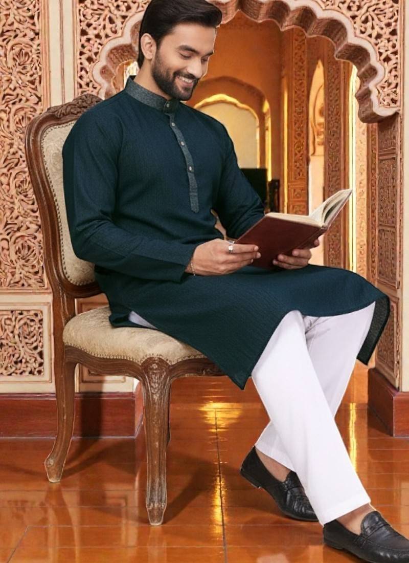  linen plain men's kurta
