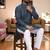  blue  bandhej foil print  men's rayon  kurta