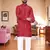  red  bandhej foil print  men's rayon  kurta