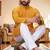  yellow  bandhej foil print  men's rayon  kurta