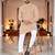  peach  chikankari embroidered men's  silk kurta