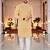  yellow  chikankari embroidered men's  silk kurta