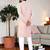 peach chikankari embroidered men's  rayon kurta