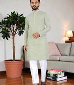 pistaa chikankari embroidered men's  rayon kurta